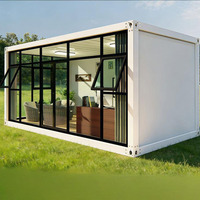 Maison conteneur moderne en verre préfabriquée, design modulaire pour chambre à coucher, cuisine extérieure, maisonnette respirante préfabriquée