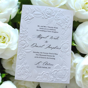 แผ่นพิมพ์ลายนูนแบบสั่งทำพื้นผิวกระดาษคอตตอนการ์ดเชิญงานแต่งงาน - Product Image 1