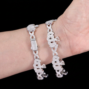 Bracelet chaîne cubaine tendance en argent sterling 925 plaqué rhodium, serti de moissanite VVS1, certifié GRA, cadeau hip-hop - Product Image 1