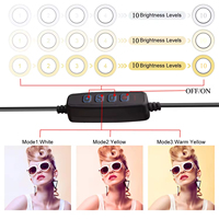 Prix d'usine – Anneau lumineux LED RGB portable de 10 pouces avec contrôle par interrupteur, intensité réglable, trépied, alimentation USB, pour maquillage et vidéo
