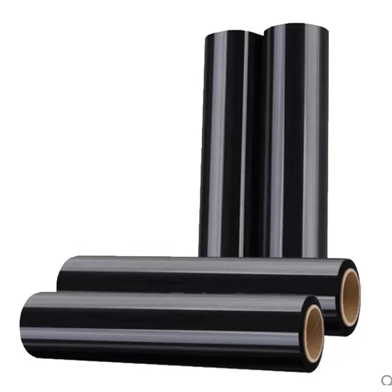 Pellicola di imballaggio logistica a prova di umidità a 23 mic pellicola nera Jumbo Roll LLDPE Stretch