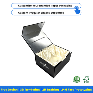 กล่องของขวัญพับได้แบบพรีเมียม OEM กล่องของขวัญกระดาษแม่เหล็กพับได้ พิมพ์ลายฟอยล์ทองตามสั่ง สำหรับเครื่องสำอาง - Product Image 3
