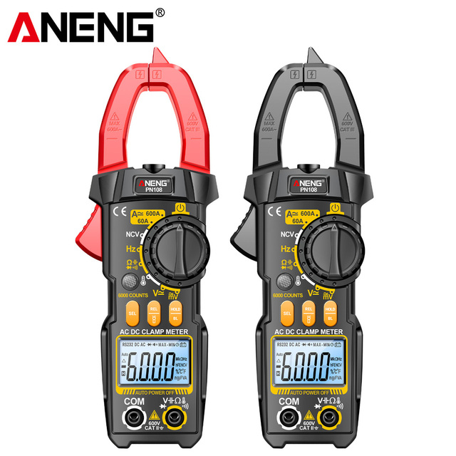 ANENG PN108 Digital Clamp Meter 26mm Clamp Opening 6000 Counts AC/DC Voltage 600A Current Multimeter Resistance Capacitance
