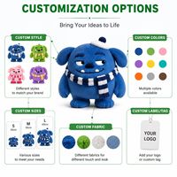 Peluche Monstre à Poils Courts avec Écharpe Bleue Personnalisée, Fabricant Direct d'Usine OEM ODM, Vente en Gros d'Animaux en Peluche Amusants, Faible MOQ
