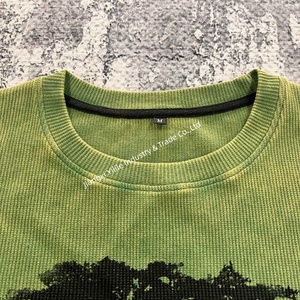 TS4031 Maglietta a <span class=keywords><strong>Maniche</strong></span> <span class=keywords><strong>Lunghe</strong></span> in Cotone Waffle Personalizzata con Logo Effetto Invecchiato, Lavaggio Acido, Vestibilità Oversize Boxy, <span class=keywords><strong>Maglia</strong></span> <span class=keywords><strong>Termica</strong></span> a <span class=keywords><strong>Maniche</strong></span> <span class=keywords><strong>Lunghe</strong></span> in Waffle - Product Image 2