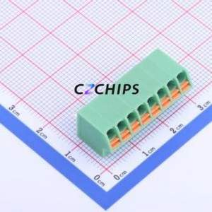 KF250NH-3.5-8P Spring Terminal Block Through hole Component (THT),P=3.5mm Connector 1x8P 3.5mm Green 8P - Product Image 1