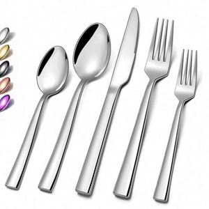 Juego de Cubiertos de Acero Inoxidable 430 Plateado, 5 Piezas, con Logotipo Personalizado al por Mayor, para Bodas, Restaurantes y Hoteles - Product Image 1