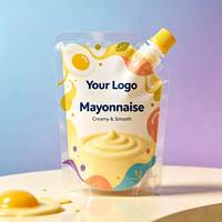 Pochettes personnalisées à bec verseur pour mayonnaise, résistantes aux hautes températures, qualité alimentaire, anti-fuite, pour sauces, 250ml 500ml, usine OEM ODM