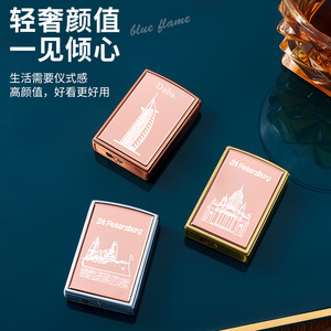 ไฟแช็กโลหะดีไซน์หมาป่า กันลม สีโรสโกลด์ แบบเลื่อนด้านข้าง เปลวไฟสีน้ำเงิน ของขวัญสำหรับนักธุรกิจ - Product Image 5