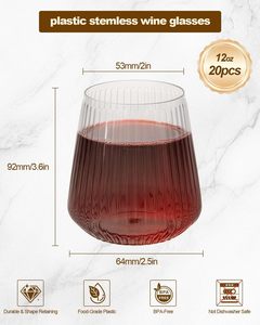 Flûtes à champagne en plastique, verres côtelés en plastique, gobelets à vin jetables, gobelets transparents - Product Image 2