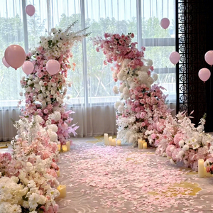 <span class=keywords><strong>Roses</strong></span> en soie rose réalistes, arrangements floraux artificiels haut de gamme pour décoration de mariage sur pied - Product Image 1