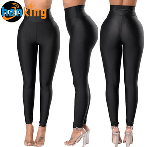 Ehanking <strong>Women</strong> Casual <strong>Wet</strong> <strong>Look</strong> <strong>Leggings</strong> Black High Waist Fitness Ankle-Length <strong>Leggings</strong> Running Gym Stretch Slim Shiny Trousers - Product Image 1
