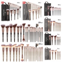 Ensemble de Pinceaux de Maquillage Végaliens en Gros pour Fards à Paupières, Outil Professionnel, Étiquette Privée Personnalisée, Noir Marron, Kit de 15 Pinceaux