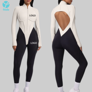 2025 Mới Tùy Chỉnh Một Mảnh Spandex Của Phụ Nữ Dài Tay Áo Yoga Thể Thao Jumpsuits Phòng Tập Thể Dục Tập Thể Dục Jumpsuit Với Zip - Product Image 1