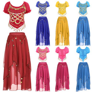 Femmes Filles Danse du ventre Crop Top Jupe Costumes Festival Club Cosplay <span class=keywords><strong>Bollywood</strong></span> Outfit - Product Image 1