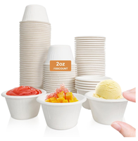 Gobelets jetables écologiques en bagasse de canne à sucre pour sauces, mini-récipients biodégradables de qualité alimentaire pour condiments avec couvercle