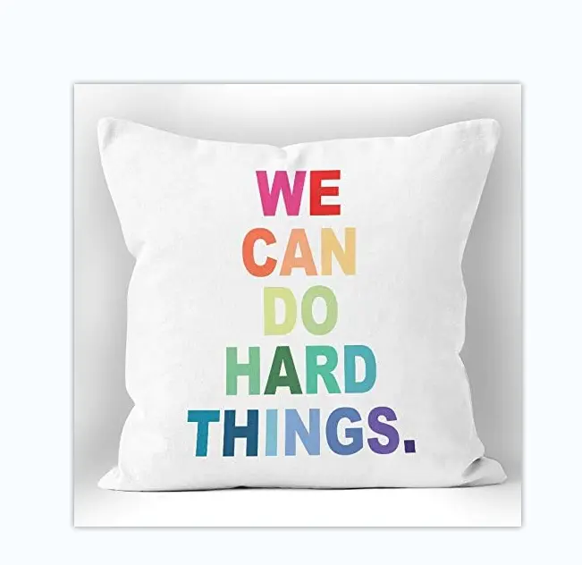 High Quality Double Side linen Inspirational Quote We Can Do Hard Things Colorful Word Decorative Throw Pillow Cover