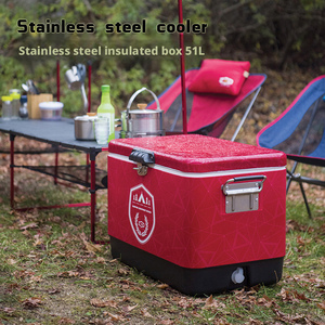 Glacière isotherme portable en acier inoxydable 51L, réfrigérateur pour camping, voiture, voyage, stockage alimentaire - Product Image 2
