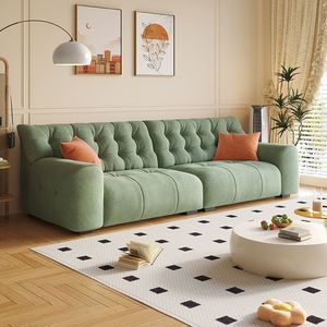 أريكة عصرية بتصميم إيطالي حديث لعام 2025، ثلاثية المقاعد، مغطاة بالفانيلا، مناسبة لغرف المعيشة في الشقق الصغيرة - Product Image 2