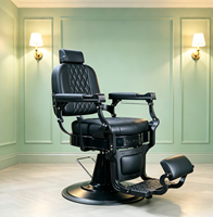 Fauteuil de barbier vintage, hydraulique, inclinable, noir, robuste, mobilier de salon de coiffure, fauteuil de barbier professionnel