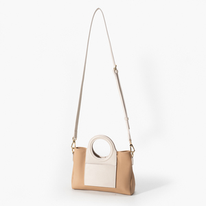 Bolso de Hombro de Lona Bicolor para Mujer, Bolso Tote con Asa de Cuero de Microfibra, Cierre de Cremallera, Bolso Bandolera - Product Image 6