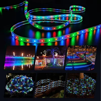 Bande lumineuse LED RGB solaire haut de gamme, étanche IP67, DC6V, 5m, synchronisation musicale, contrôle à distance via application Wi-Fi, éclairage de jardin, de véranda, de bar, OEM