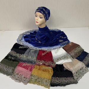 MS-2183 Nouvelle Arrivée 2026 Hijab Dubai Foulard Africain Châles de Prière Broderie Dentelle Écharpes Tenues de Fête <span class=keywords><strong>Ramadan</strong></span> - Product Image 5
