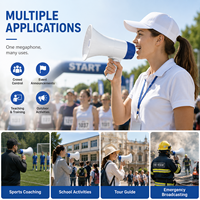 Mégaphone portable en ABS de qualité supérieure avec batterie au lithium rechargeable et câble, son puissant pour le cheerleading et l'encouragement