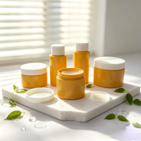Pot cosmétique en PET jaune brillant en gros, à large ouverture, avec couvercle blanc à vis, logo personnalisé, pour toner, hydratant, masque facial, crème, OEM ODM