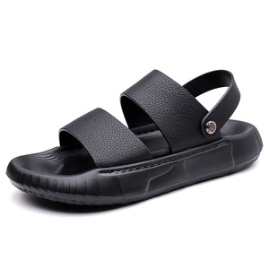 Men Genuine Leather Two Wear Sandals Thick Platform Soft Sole Outdoor Beach Slides Adjustable Back Strap Casual <b>Summer</b> Shoes - Product Image 5