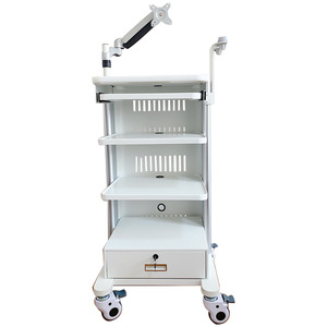 Chariot d'hôpital E2 1D en métal, hauteur réglable, 4 roulettes avec verrouillage individuel, design minimaliste - Product Image 1