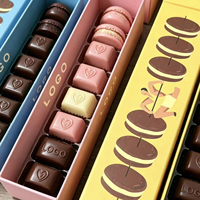 Boîte en papier rectangulaire longue personnalisée en gros avec plateau en plastique pour l'emballage de macarons, chocolats, bonbons, boîtes cadeaux