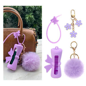 Modis lipstik silikon lengan gantungan kunci anti-kehilangan penutup pelindung untuk pelembap bibir portabel gantung buah elegan gantungan kunci - Product Image 1