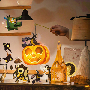 Kit de lanternes citrouilles en papier DIY pour enfants Halloween, lampe LED portable pour décoration maison, bar, fête, fournitures de festival personnalisées, vente en gros - Product Image 3