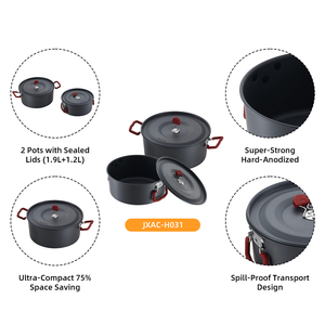 Ensemble de cuisine de camping 4 pièces en aluminium empilable pour les voyages courts – Idéal pour les campeurs débutants - Product Image 2