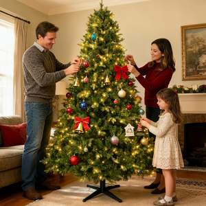 Árbol de <span class=keywords><strong>Navidad</strong></span> Artificial Preiluminado de 6.5 pies <span class=keywords><strong>con</strong></span> Música, 340 <span class=keywords><strong>Luces</strong></span> <span class=keywords><strong>LED</strong></span>, Puntas de Ramas de PVC Mixtas de PE, Base Giratoria <span class=keywords><strong>con</strong></span> Control Remoto - Product Image 2