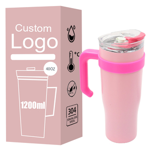 Taza de café con <span class=keywords><strong>vaso</strong></span> de viaje de doble pared de 40oz de acero inoxidable aislado con tapa de plástico para mantener el frío portavasos ecológico - Product Image 1