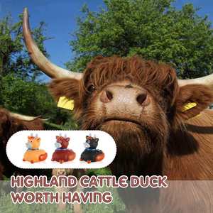Customized Shape Logo Highland Cow Plastic Duck Custom Animal Baby <b>Bathing</b> Water Play Swimming Pool Soft Squeak Squeeze Toy - Product Image 4