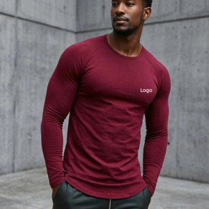 Camisetas Deportivas de Manga Larga de Poliéster para Hombre, Personalizadas de Fábrica, de Grado Profesional, con Tecnología de Absorción de Humedad, Estampado Puff, para Maratón, Running y Gimnasio - Product Image 1