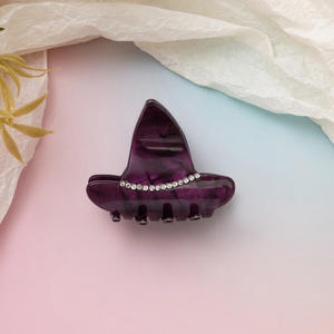 Pince à cheveux personnalisée en forme de chapeau de sorcière d'Halloween, mignonne, en plastique, avec strass, pour la vente en gros - Product Image 5