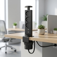 Prise de bureau escamotable MAQO US/MF/française, en aluminium, pour cuisine, 16A, 2 ports USB, charge rapide, prise relevable