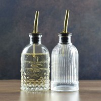 Set aus 7 oz Einfachen Kleinen Kaffee-Sirup-Spenderflaschen mit Ausgießer, Korkverschluss und Kartonverpackung