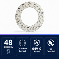 Anneau lumineux LED circulaire RGB dimmable avec substrat en aluminium, PCB LED à changement de couleur pour maquillage et diffusion en direct