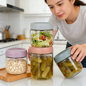 Frascos de Vidrio Herméticos de Grado Alimenticio de 16 oz, Apilables y Ecológicos para Almacenamiento de Alimentos en la Cocina, Personalizables - Product Image 6