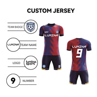 Seragam Sepak Bola Musim Panas Dewasa Unisex Amerika yang Dapat Disesuaikan, Bahan Polyester Bernapas, Cepat Kering, Cetak Transfer Panas, Polos