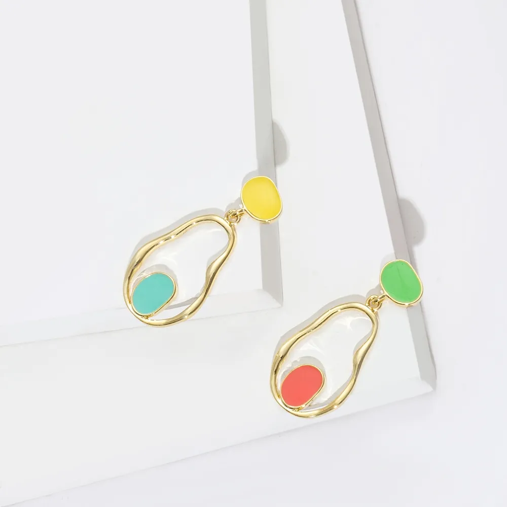 New Fashion Earrings Wedding Jewelry Colorful Dangle Geometric Earrings for Woman Elegant Drop Earring