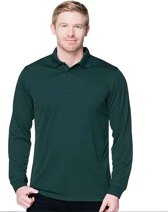 Byval Long Sleeve Quick Dry Polo Men's Ultracool Three-button Placket Polo Shirt Autumn Golf T Shirt