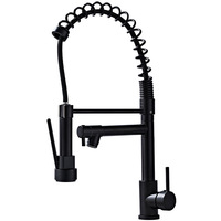 Robinet de cuisine monocommande en acier inoxydable au design moderne, flexible, à 3 voies, à montage sur plan, noir brossé, pour usage hôtelier