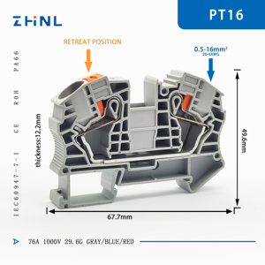 Offres Spéciales 20-4 Awg PT16 <span class=keywords><strong>Din</strong></span> <span class=keywords><strong>Rail</strong></span> Push-In Push Câble Connecteur Fil à Fil <span class=keywords><strong>Bornier</strong></span> - Product Image 2