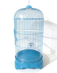 Jaula para Pájaros de Plástico Azul Premium, Jaula Redonda Grande para Loros con Percha y Comederos, Fácil de Limpiar y Montar, Duradera - Product Image 2